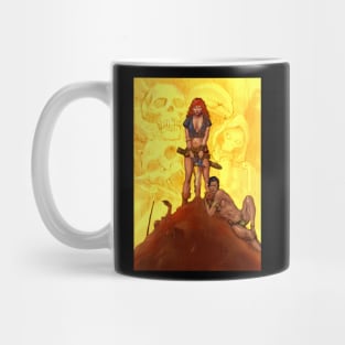 Red Sonja on a spoof of Frazetta's classic Conan Mug